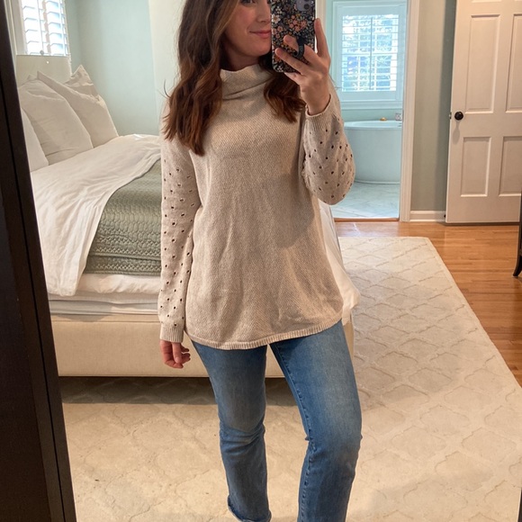 Anthropologie ~Moth~ Cashmere Blend Mock Neck
Perforated Sleeve Sweater - Picture 9 of 10